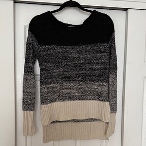 Womens Black and Cream Ombre Knit Sweater